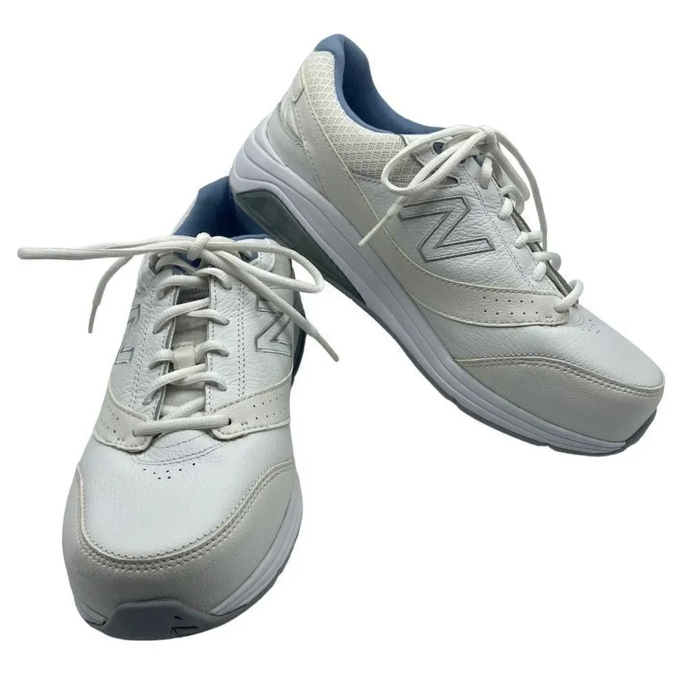 New‎ Balance WW928WB3 Leather Walking Shoes Sneakers White/Blue Size 9.5